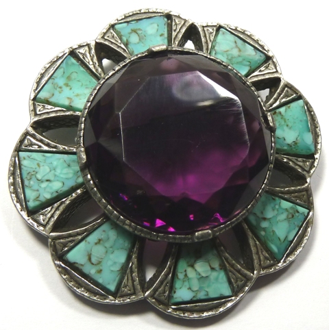 Miracle mauve and turquoise brooch