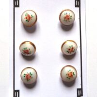 6 white roses buttons