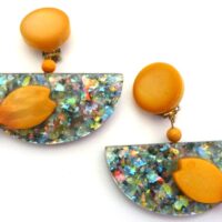 Pavone yellow fish clip earrings