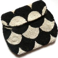 black white small beaded bag