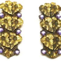 gilt mauve leaf dress clips