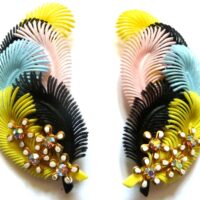 pastels feathery clip earrings