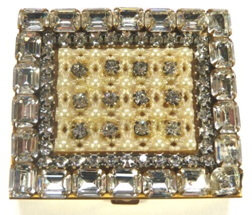 vintage compact diamante pearls