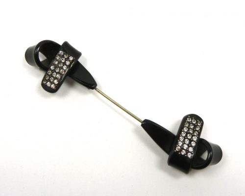 double ended black diamante cloche pin