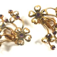 mauve stones gilt clip earrings