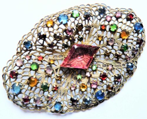 pink diamond stonefiligree brooch