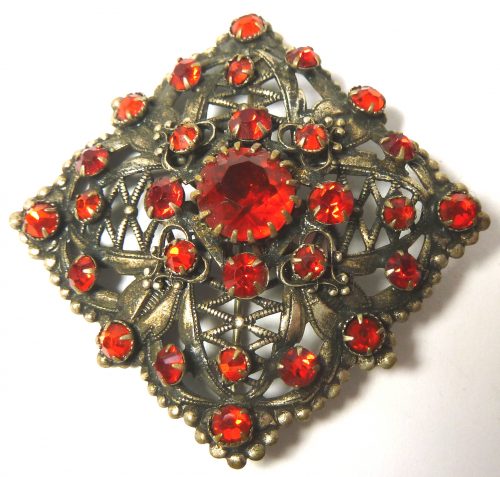 red filigree brooch small