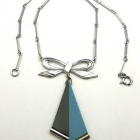 Art Deco necklace blue black drops