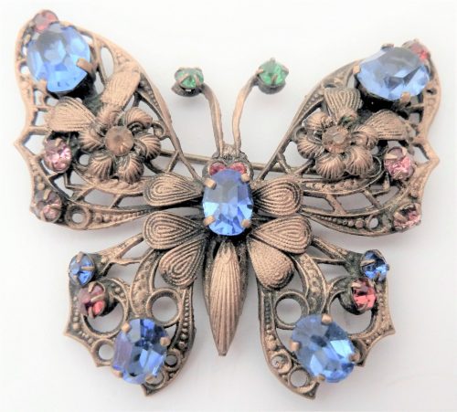 Czch blue stone butterfly brooch