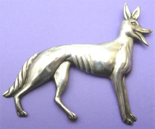 Mexican silver dog brooch