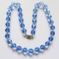 blue faceted glass beads necklace