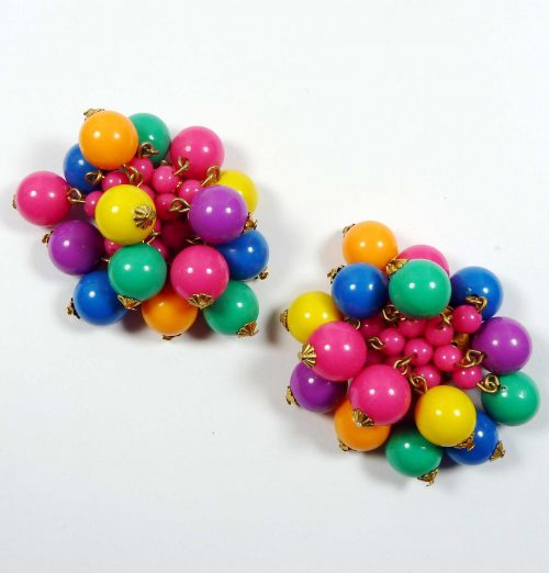 coloured beads clip earrings