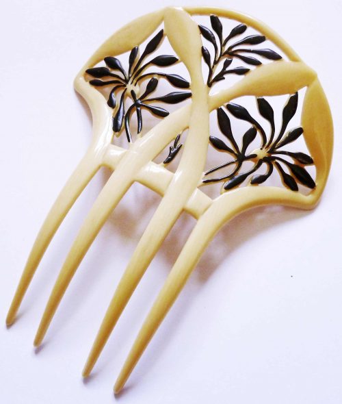 ivorine black celluloid hair comb