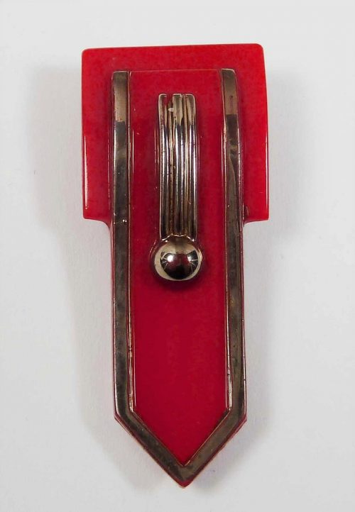 red deco glass dress clip