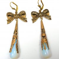 opaline glass long drop earrings