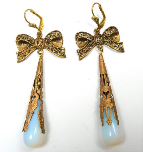 opaline glass long drop earrings