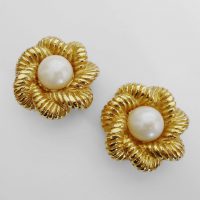 Escada pearl gilt clip earrings