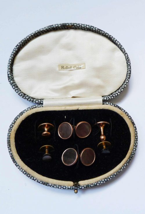 MOP cuff links set in box vintage