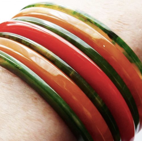 4 green bakelite spacer bangles