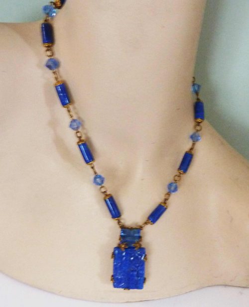 Czech blue 1930s vintage necklace