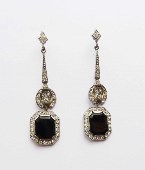 diamante black stone earrings