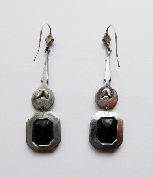 diamante black stone earrings backs