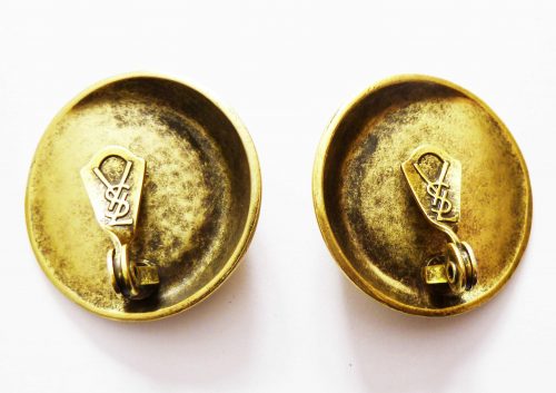 YSL gold tone clip earrings backs