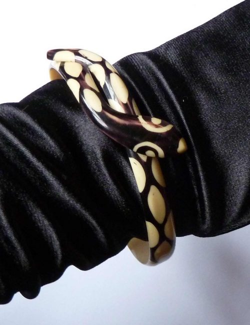 cream brown celluloid snake bangle large