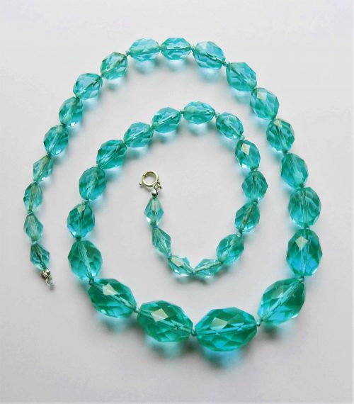 faceted turquoise glass bead necklace