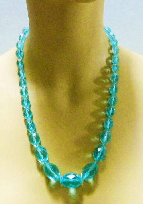 faceted turquoise glass bead necklace