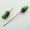 1920s VINTAGE CZECH. GREEN GLASS & DIAMANTE JABBO PIN - Image 3