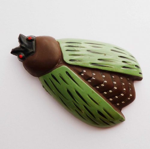 brown green bug clip celluloid