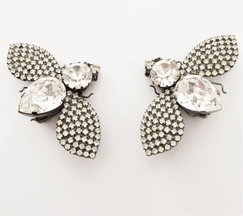 fly diamante clip earrings