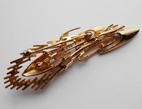 gold tone modernist brooch back