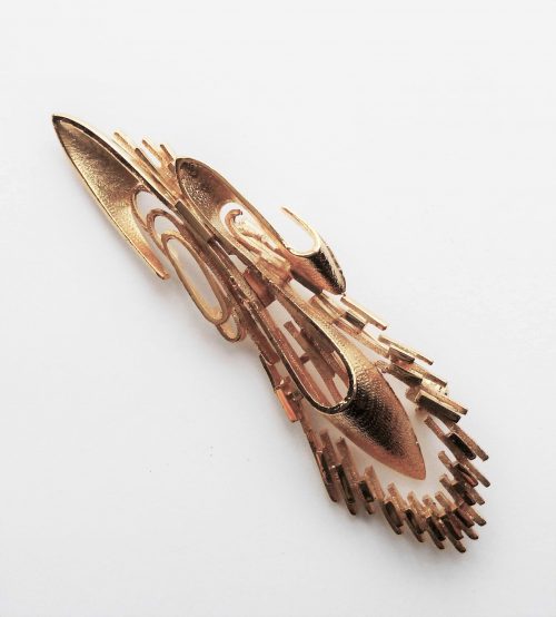 gold tone modernist brooch