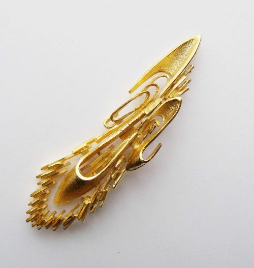 modernist gilt abstract brooch