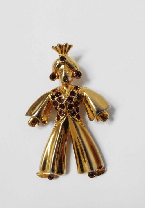 B & W turban figure brooch