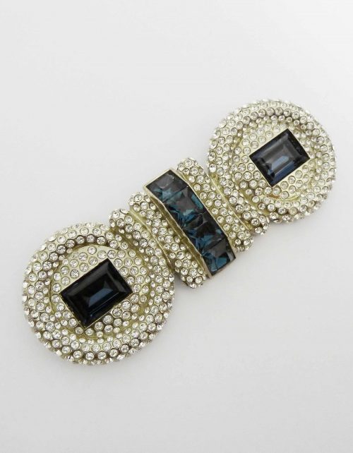 Swarovski.Lagerfeld diamante blue stones brooch