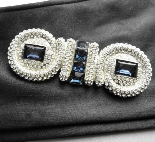 Swarovski.Lagerfeld diamante blue stones brooch