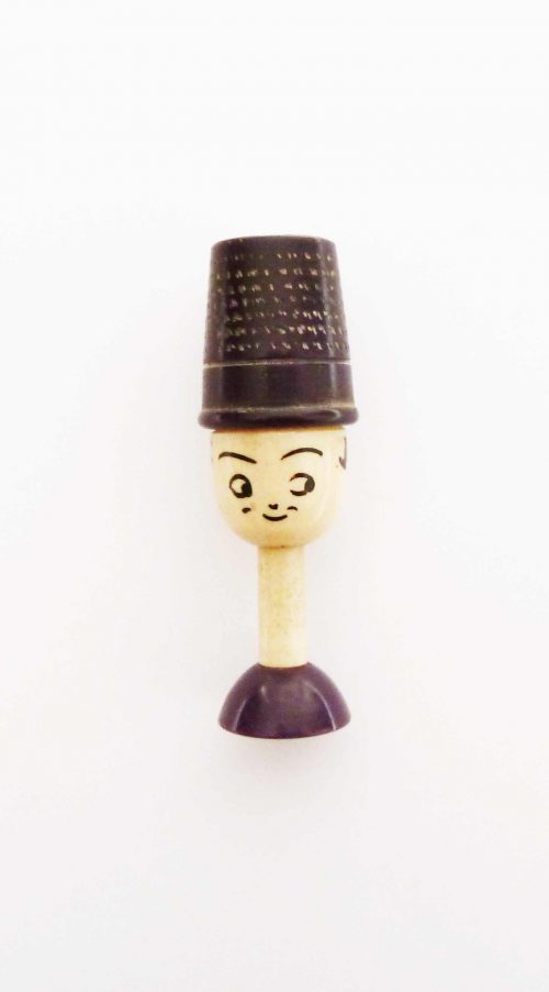 celluloid sewing thimble container face 3632