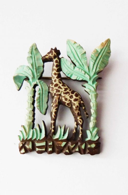 celluloid trees giraffe brooch