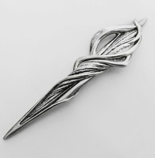 Bar-on long silver brooch