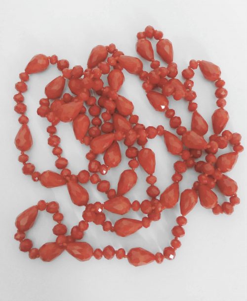 long red glass bead necklace