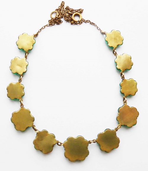 green mirror glass necklace back