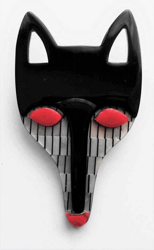 Lea Stein fox face black red