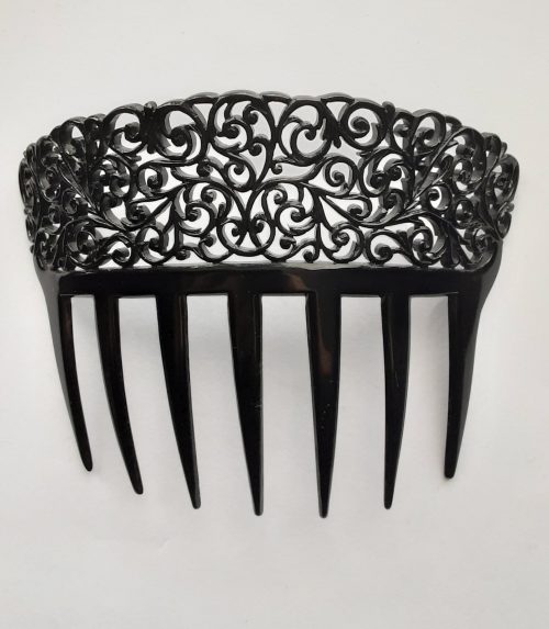 black celluloid hair comb