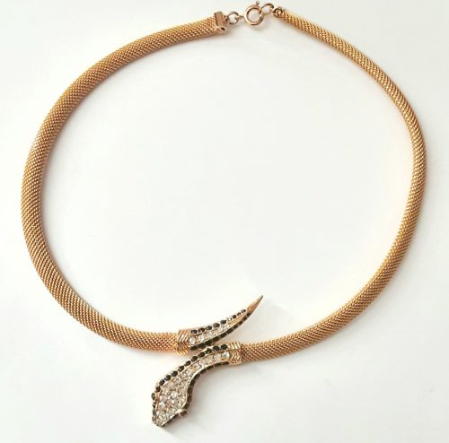 gold tone vintage snake necklace