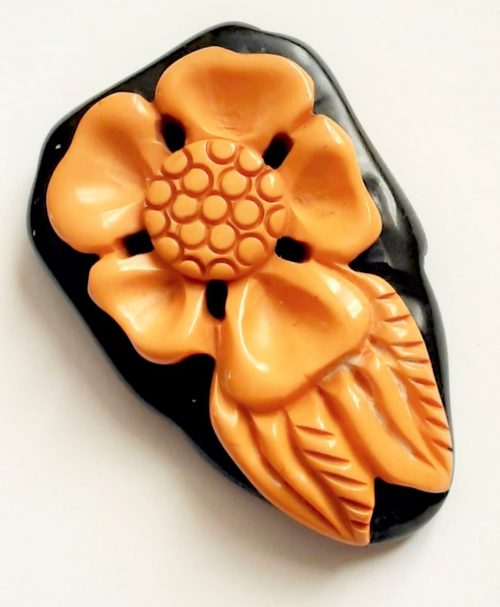 bakelite dress clip black yellow