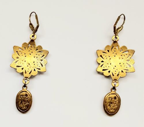 Egyptian style long scarab earrings back