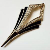 Trifari black diamante brooch